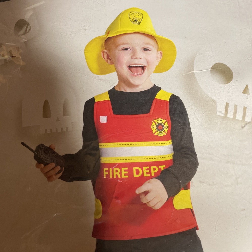 Firefighter Costume‎ Kids 3+ (One Size Fits Most) Vest Hat & Walkie Talkie